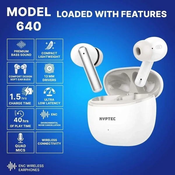  Kyptec LifeStyle® 640 Compact TWS Earbuds for Voice Calls, Bass Audio & Daily Entertainment
