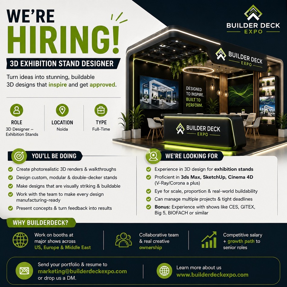  Career Opportunity | 3D Exhibition Stand Designer
