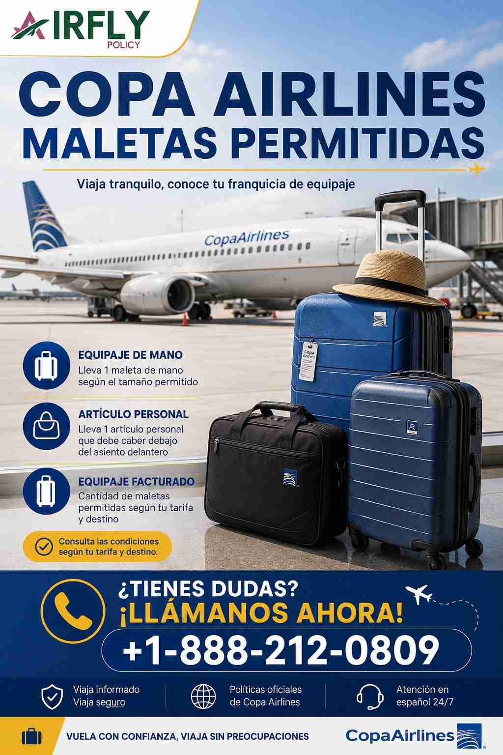  ¿Cuántas maletas permite Copa Airlines según tu tarifa?