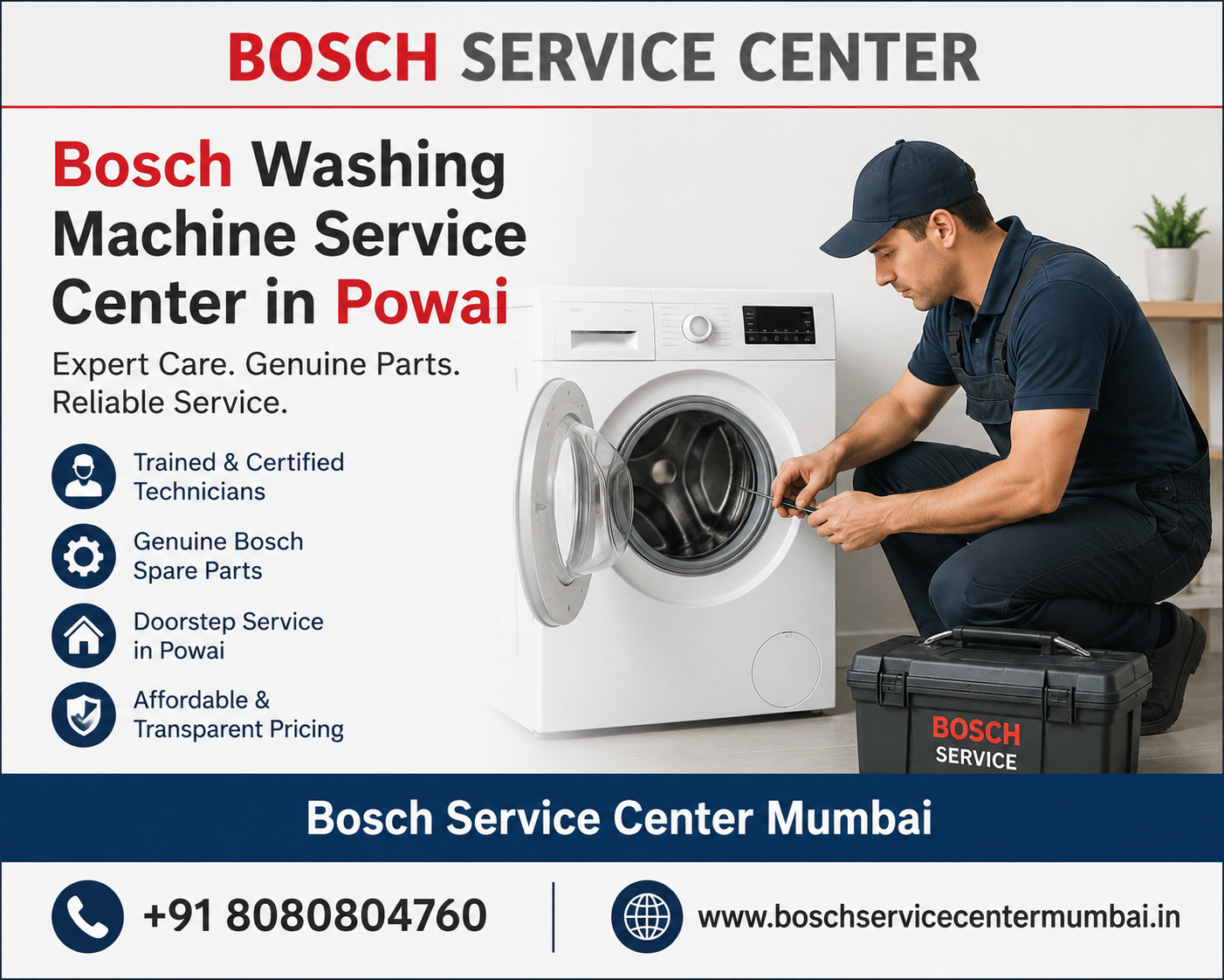 Bosch Washing Machine Service Center in Powai | Call +91 8080804760