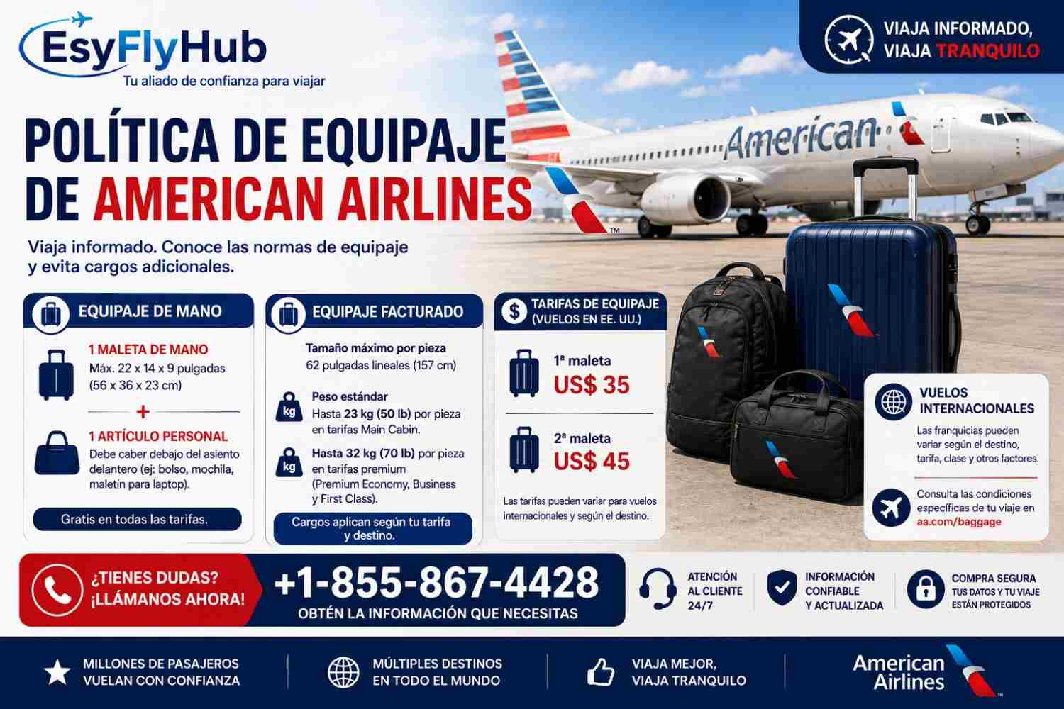  ¿Qué debes saber sobre la política de equipaje de American Airlines?