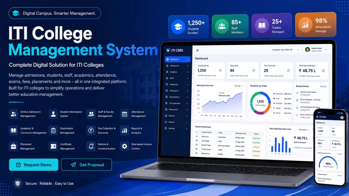  Complete Digital NCVT/SCVT CRM & Official Website Software for ITI Colleges
