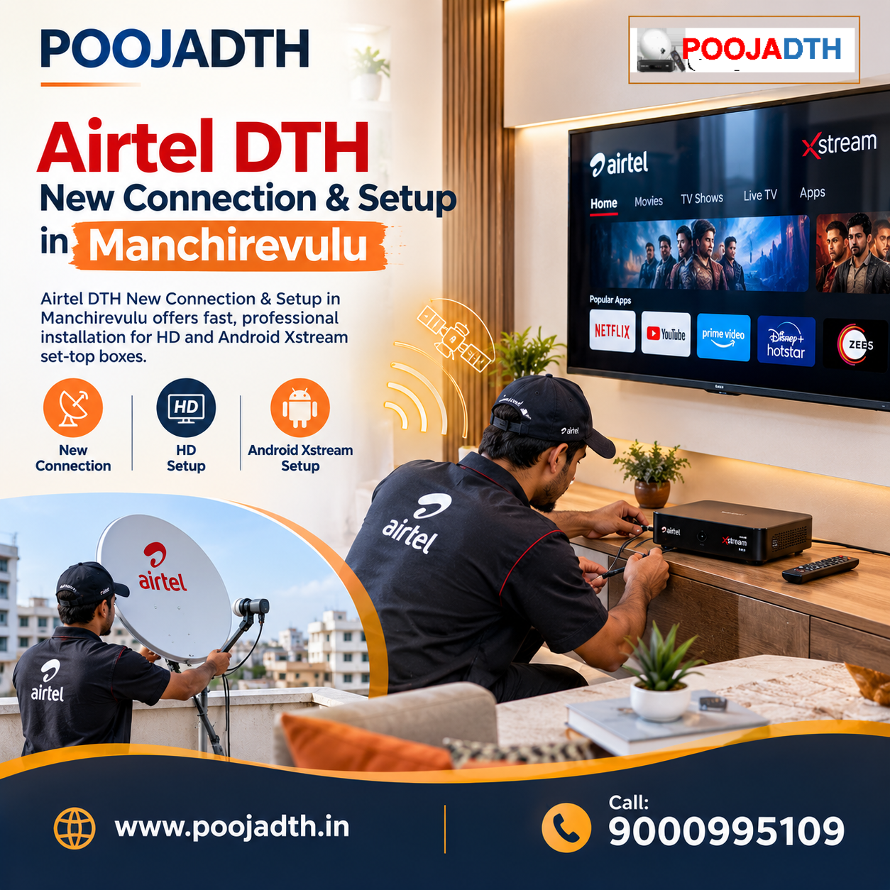  Airtel DTH New Connection & Setup in Manchirevulu