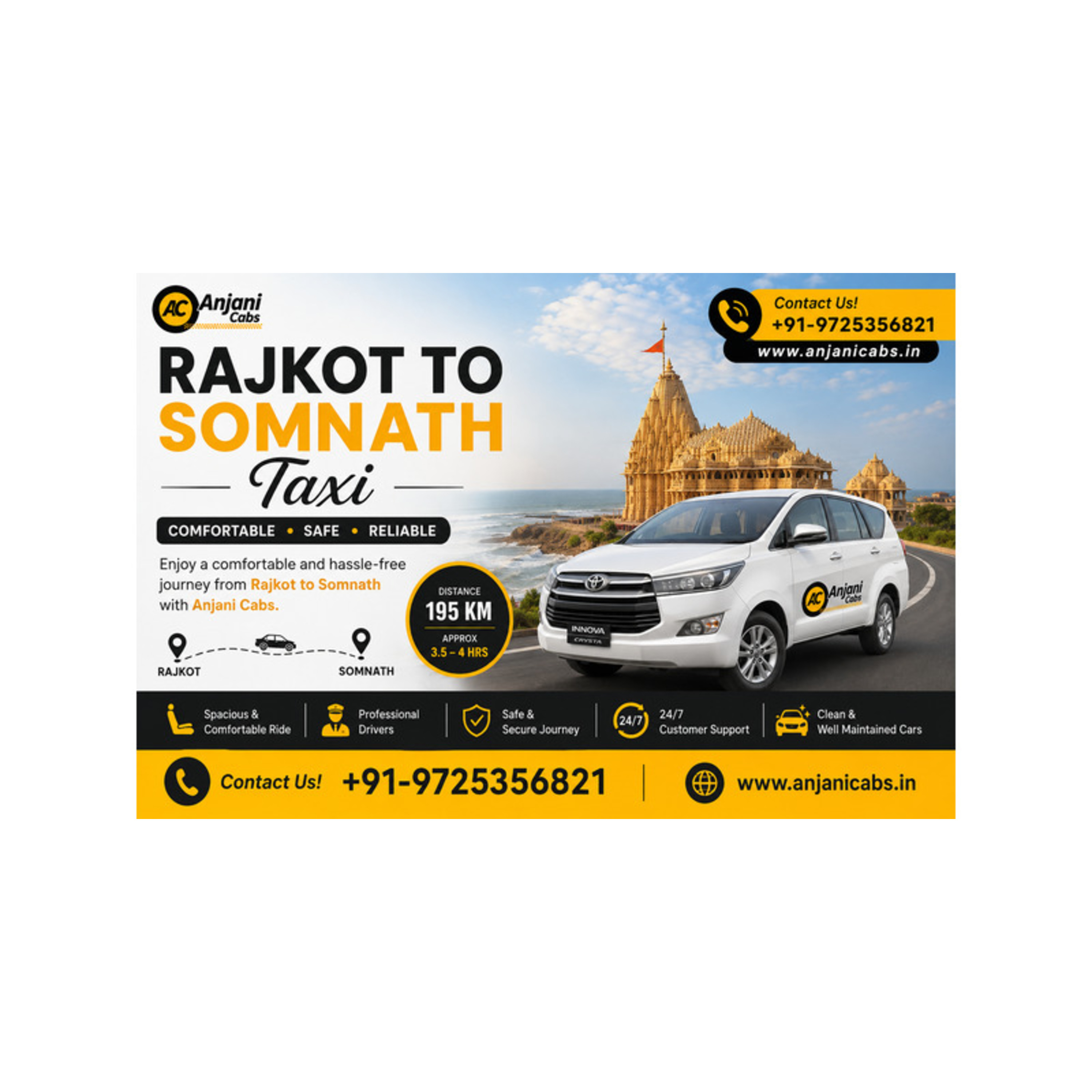  Rajkot to Somnath Taxi for Somnath Darshan