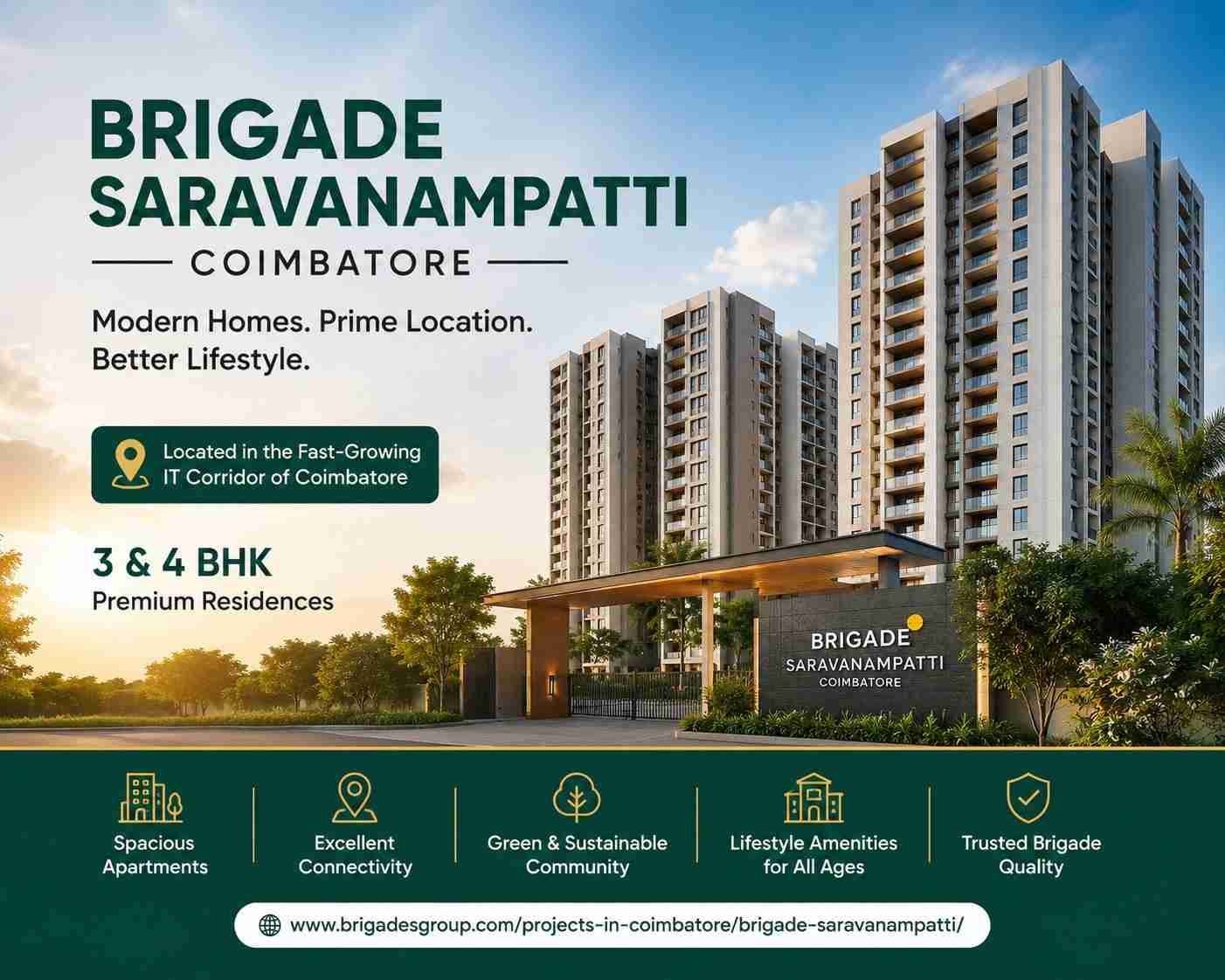  Brigade Saravanampatti Coimbatore – Premium 3 & 4 BHK Homes