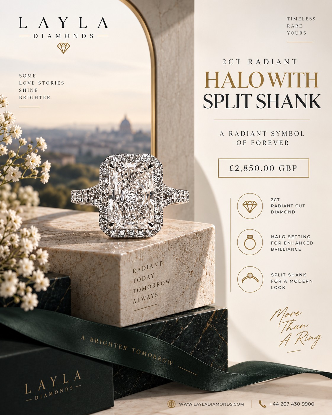 Brilliance of 2ct Radiant Cut Diamond Ring | Layla Diamonds