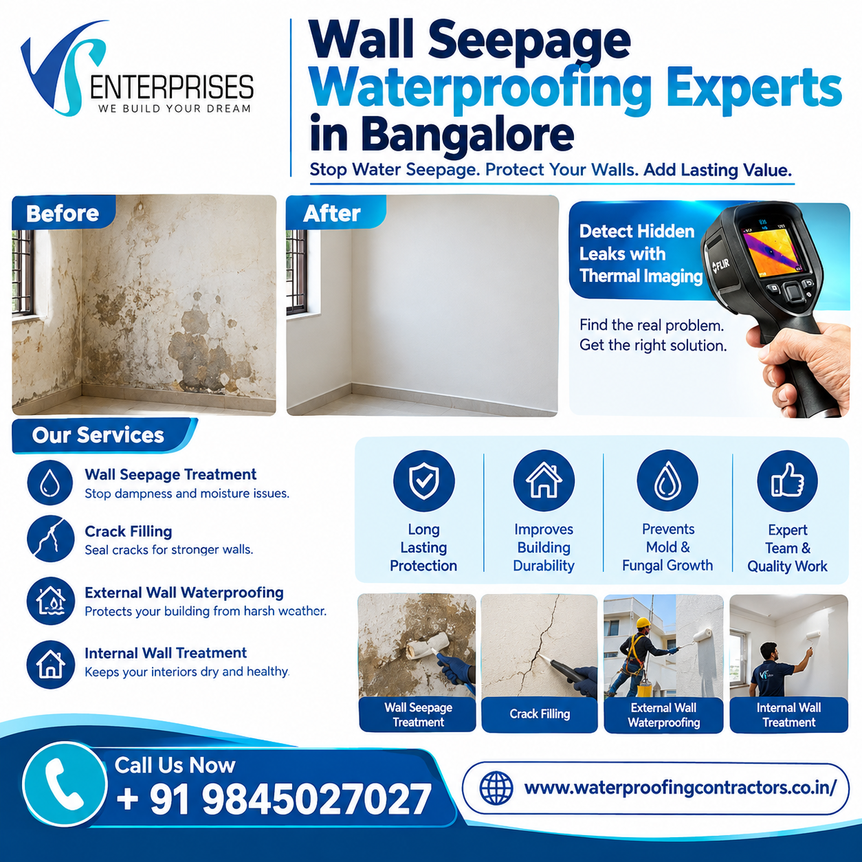  Wall Seepage Waterproofing Experts in Bangalore