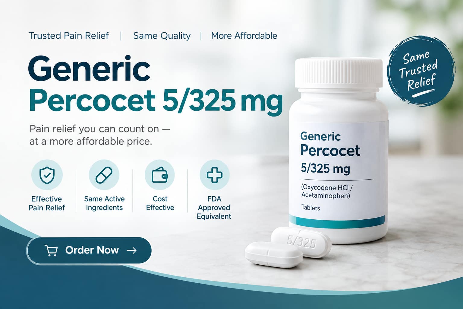  Buy Generic Percocet 5/325 mg for Pain Relief Online | CARESKIT