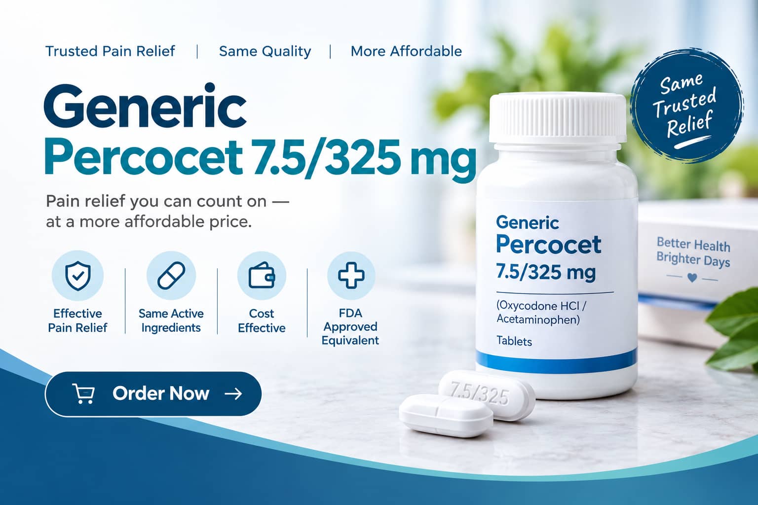  Buy Generic Percocet 7.5/325 mg for Acute Pain Relief Online | CARESKIT
