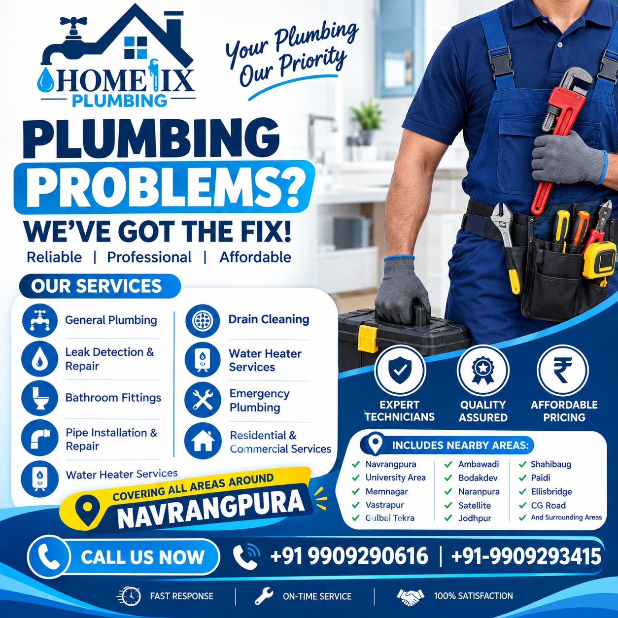  24/7 Expert Plumbing Services in Navrangpura | 9909290616