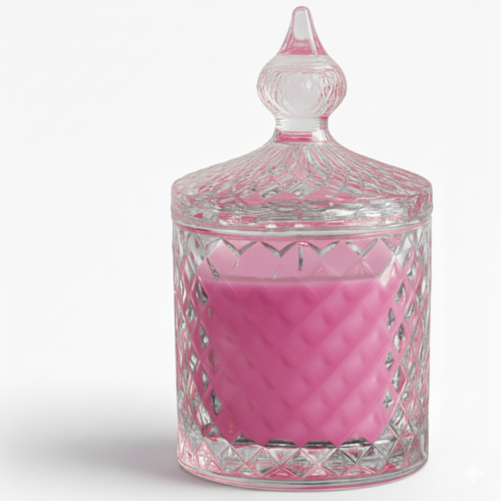  Premium Round Glass Jar Scented Candle Pink | Derben Clove