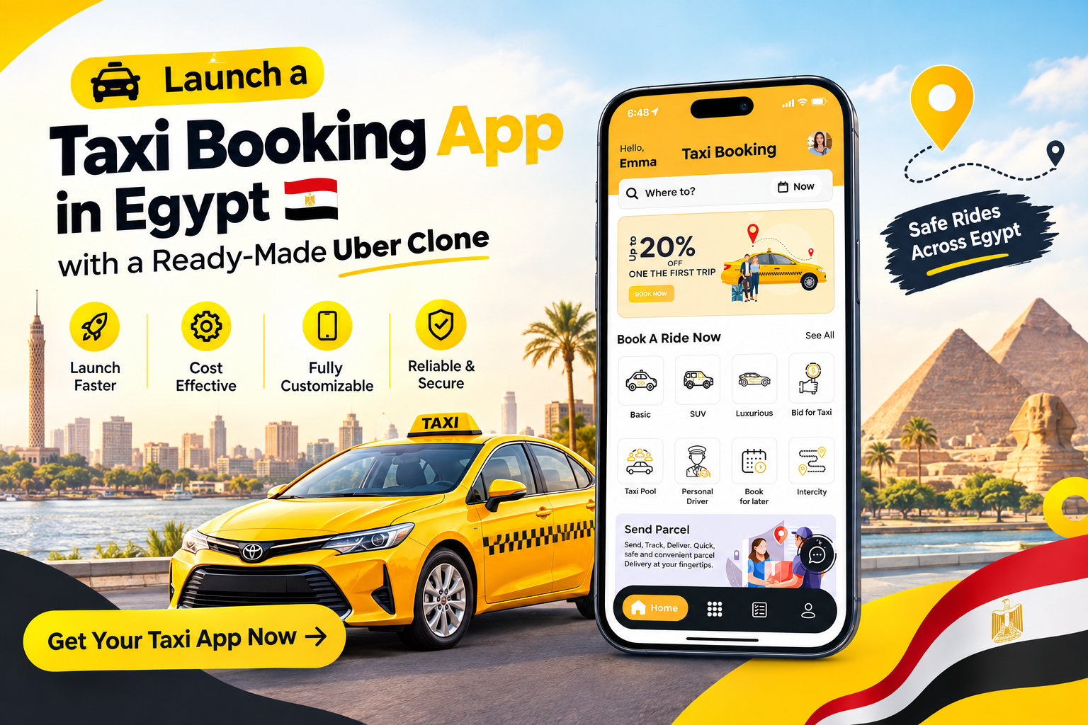 Launch a Taxi Booking App in Egypt with a Ready-Made Uber Clone
