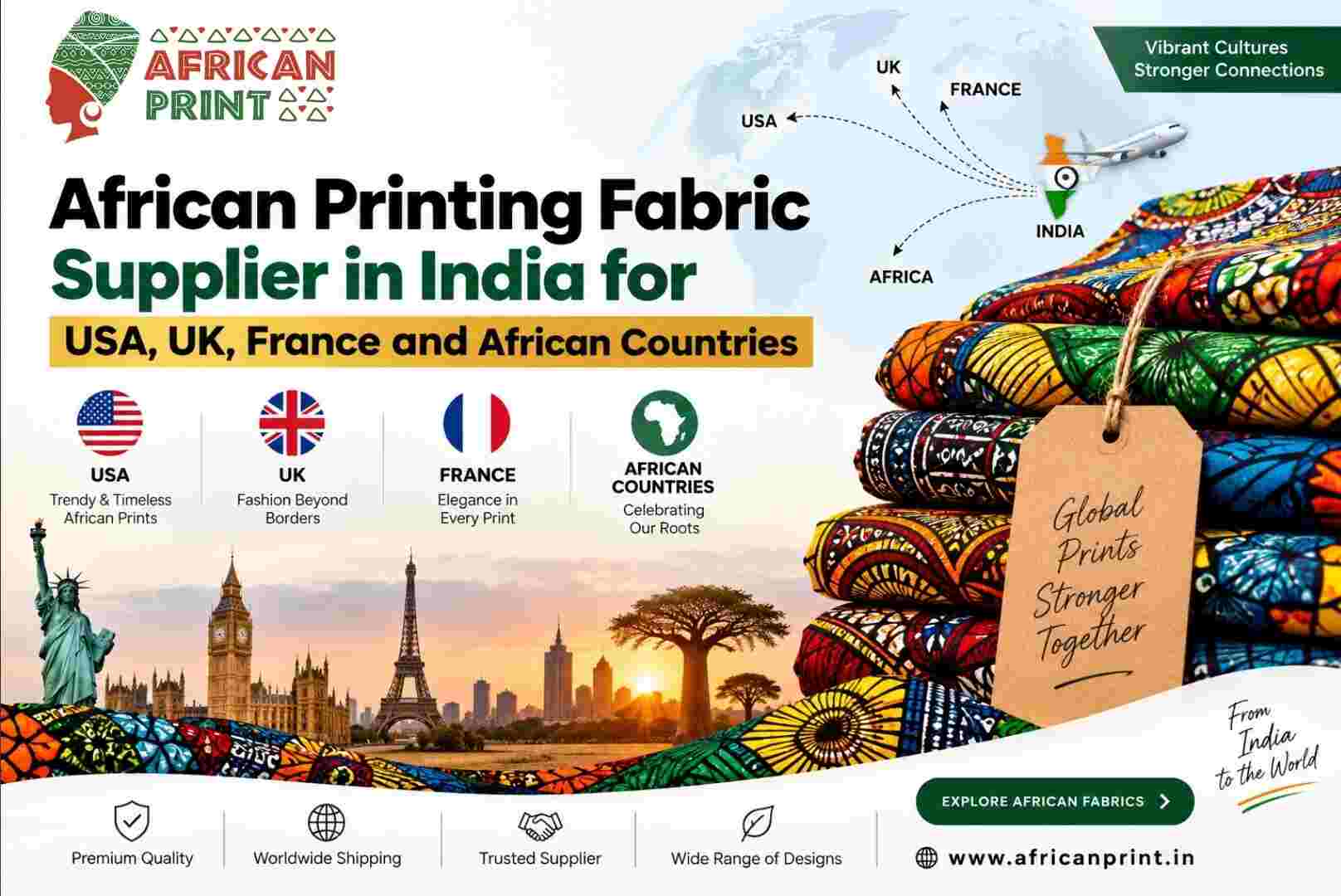  African Printing Fabric Supplier in India for USA, UK, France and African Countries