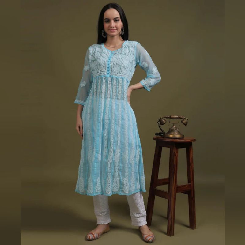  Lucknowi Hand Embroidered Kurta Collection