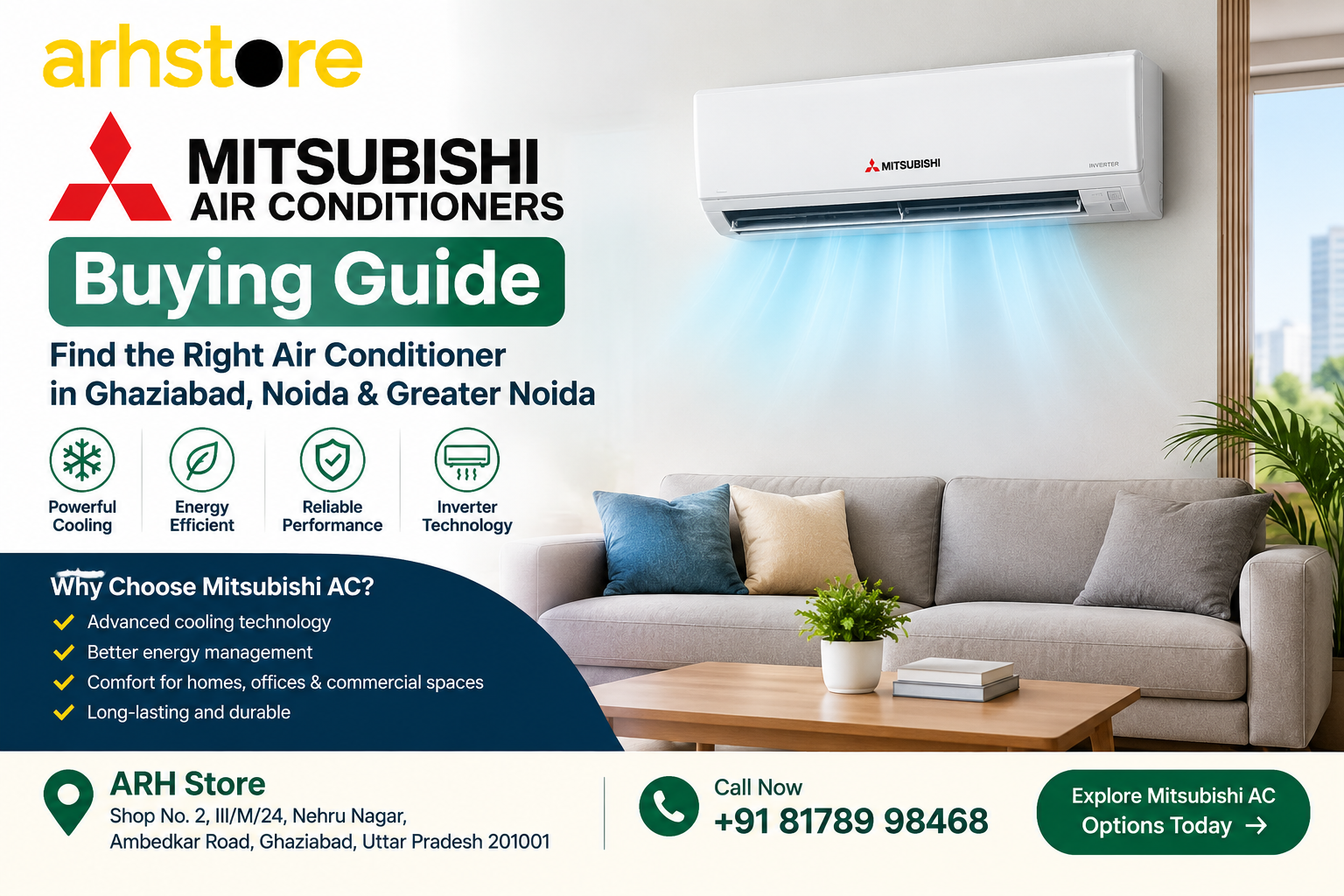  Mitsubishi Inverter AC Supplier in Ghaziabad | ARH Store