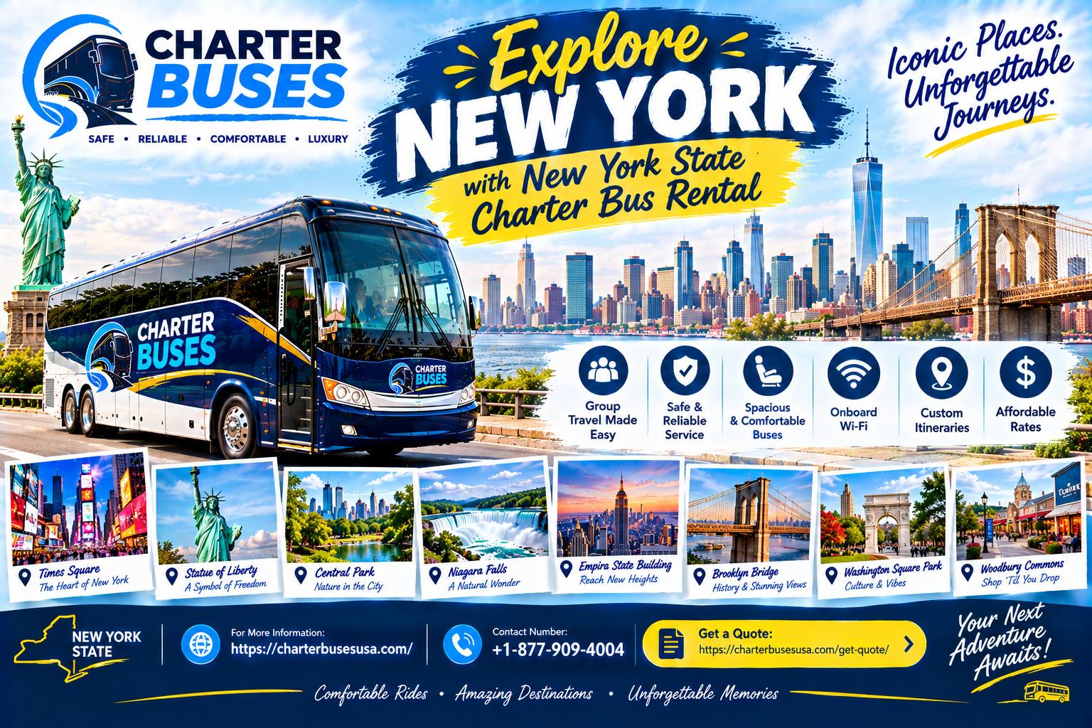  Explore New York with New York state charter bus rental