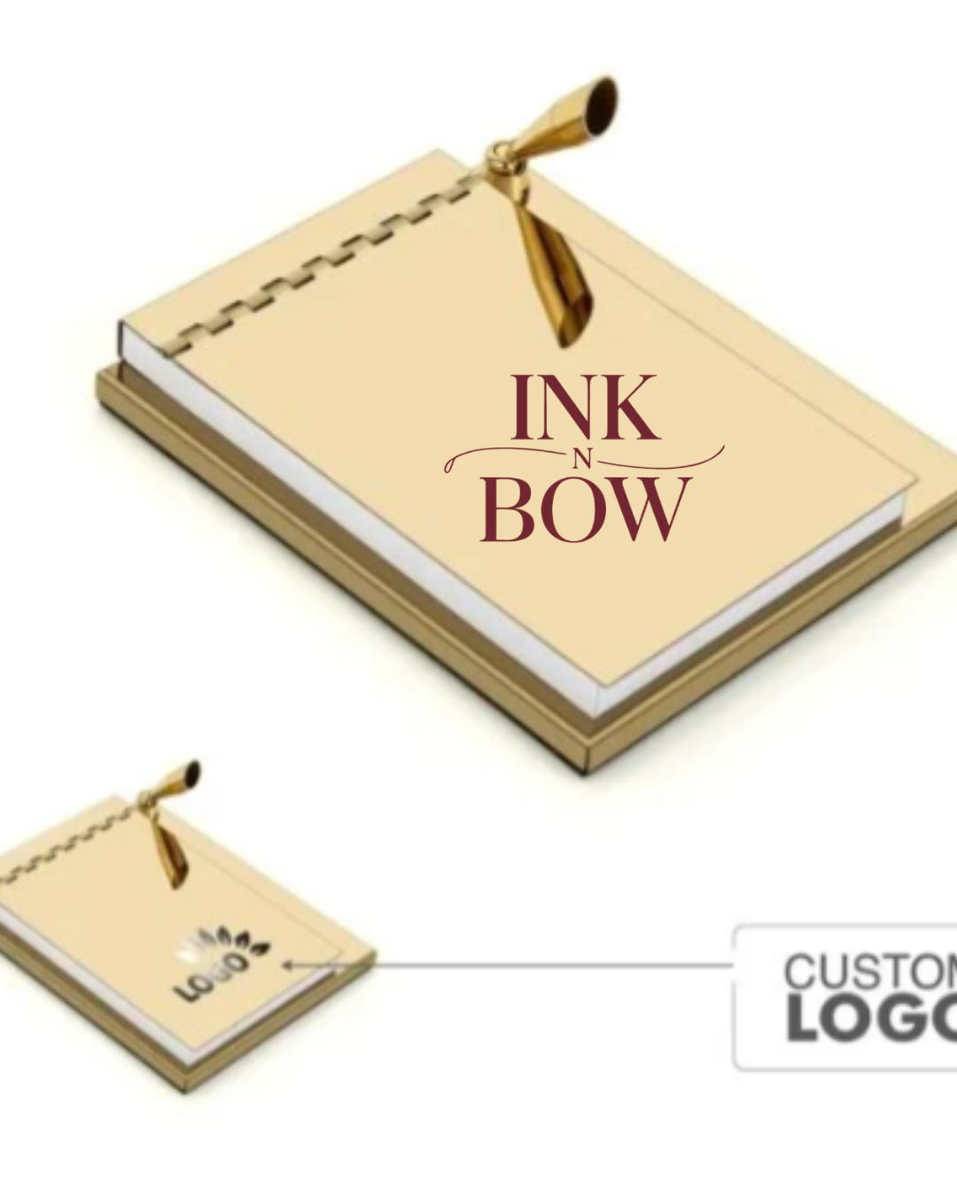  Shop Customized Metal Luxe Notepad with Pen Holder Online | Ink N Bow