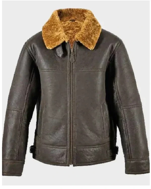  cropped brown shearling jacket