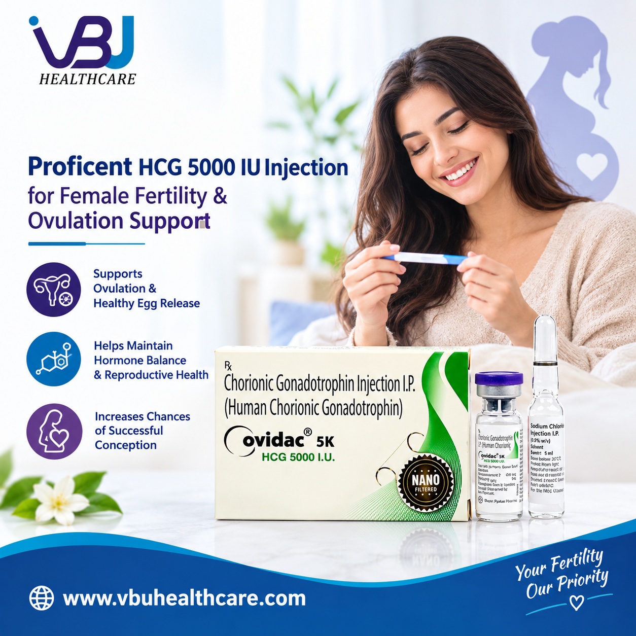  Proficent HCG 5000 IU Injection for Female Fertility & Ovulation Support