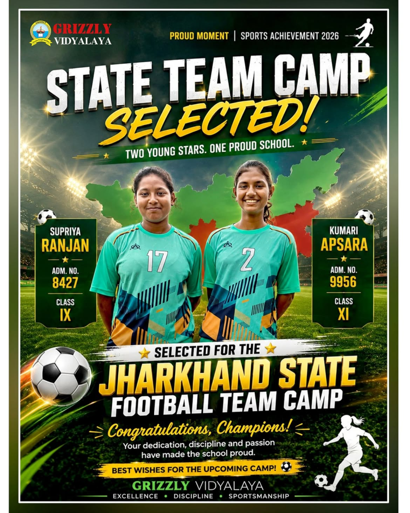  Two Young Stars Shine for Grizzly Vidyalaya at Jharkhand State Football Team Camp