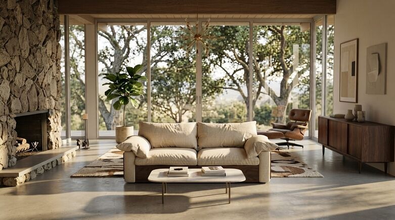  Modern Japandi Sectional Sofa with Adjustable Chaise, Pull-Out Footrests & Oversized Comfort