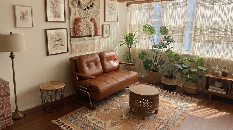  Caramel Faux Leather Sleeper Chair with 4-in-1 Convertible Sofa Bed Design