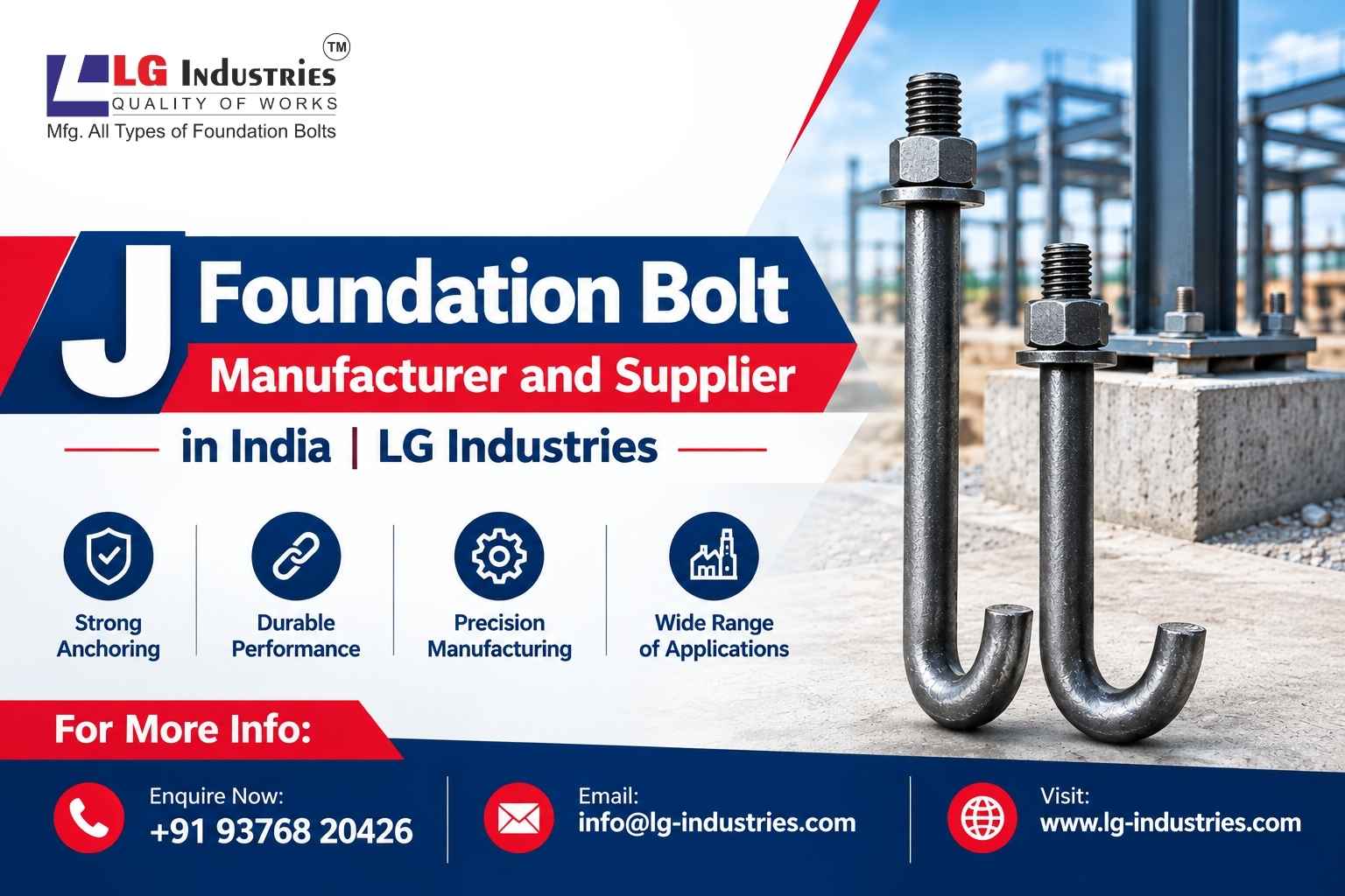  J Foundation Bolt Manufacturer and Supplier in India | LG Industries