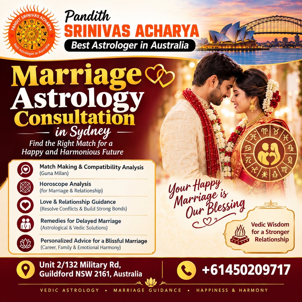  Marriage Astrology Consultation in Sydney – Relationship Guidance by Pandit Srinivas Acharya