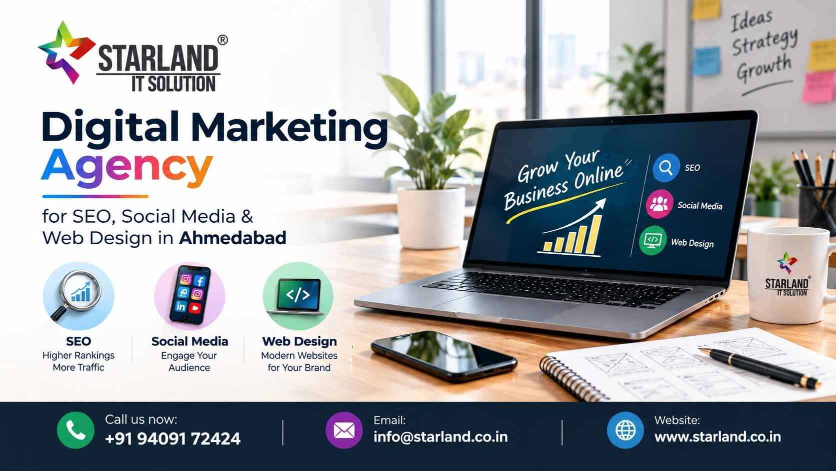  Digital Marketing Agency for SEO, Social Media & Web Design in Ahmedabad | Starland IT Solution