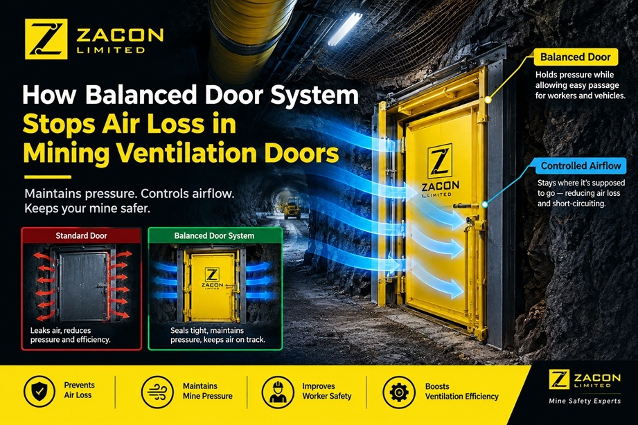  How Zacon Balanced Door System Stops Air Loss in Mining Ventilation Doors