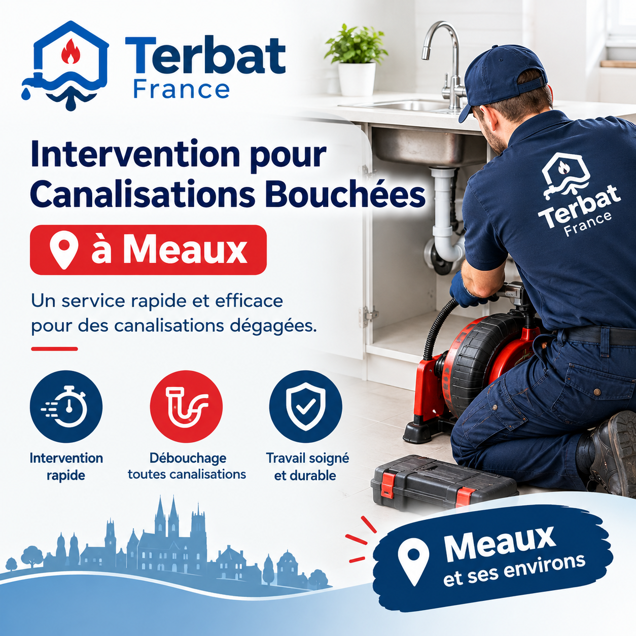 Intervention pour Canalisations Bouchées à Meaux | Terbat France