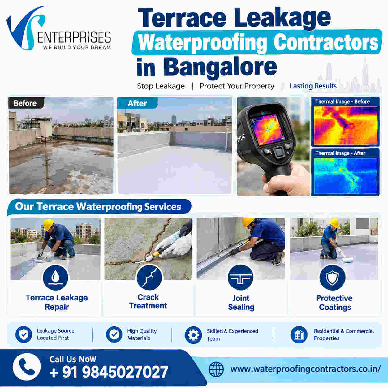  Terrace leakage waterproofing contractors in Bangalore