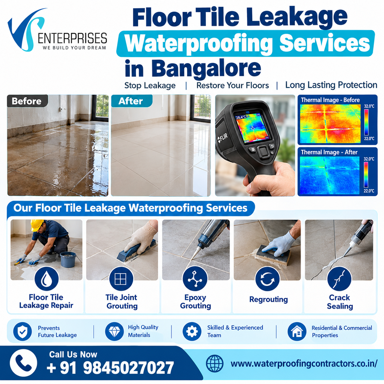  Floor Tile Leakage Waterproofing Services in Bangalore