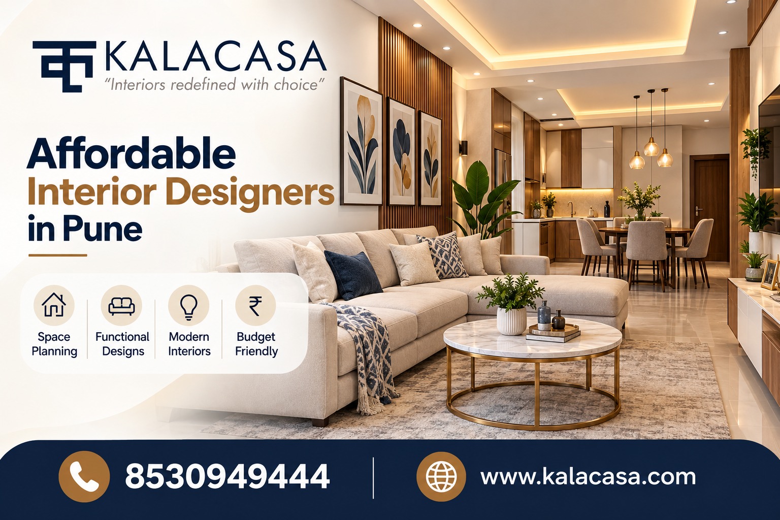  Affordable Interior Designers in Pune | Interior Designers For 2 Bhk Flat in Pune -Kalacasa Studio