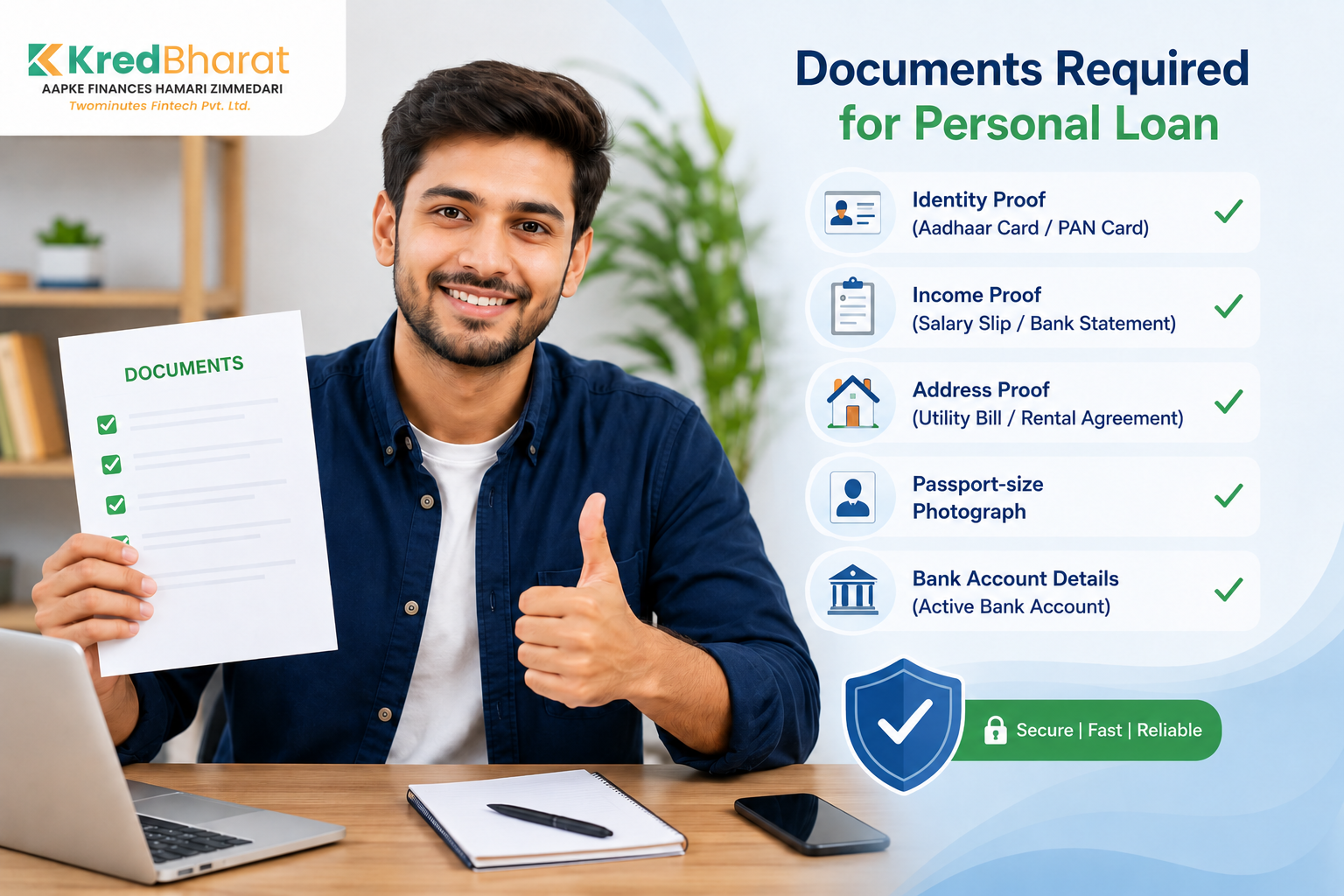  Documents Required for Personal Loan – Apply Online with KredBharat
