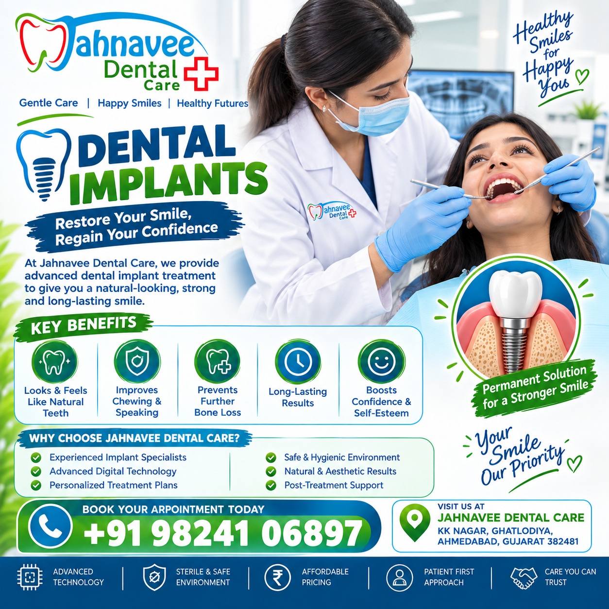  Dental Implants in Ghatlodiya – Jahnavee Dental Care in Ahmadabad