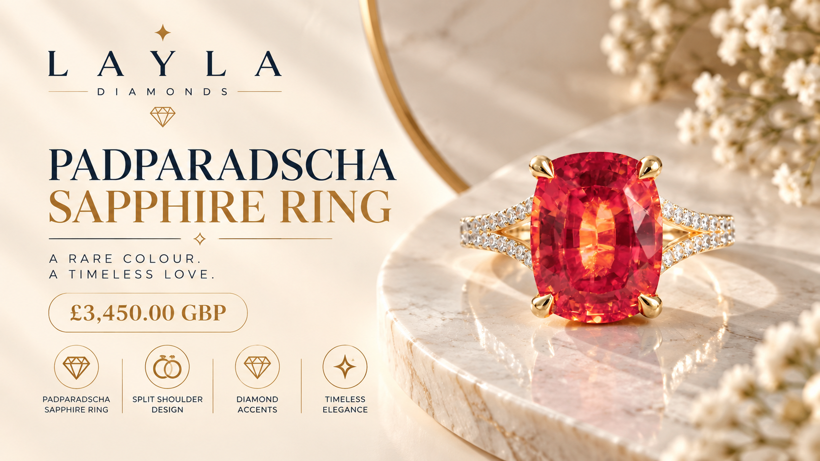  Padparadscha Sapphire Ring: Rare Colour, Modern Elegance | Layla Diamonds