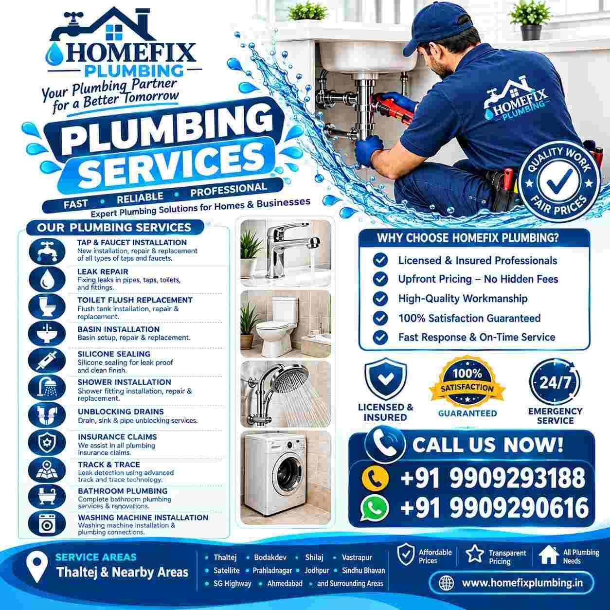  24/7 Expert Plumbing Service in Thaltej | Book a Plumber Today