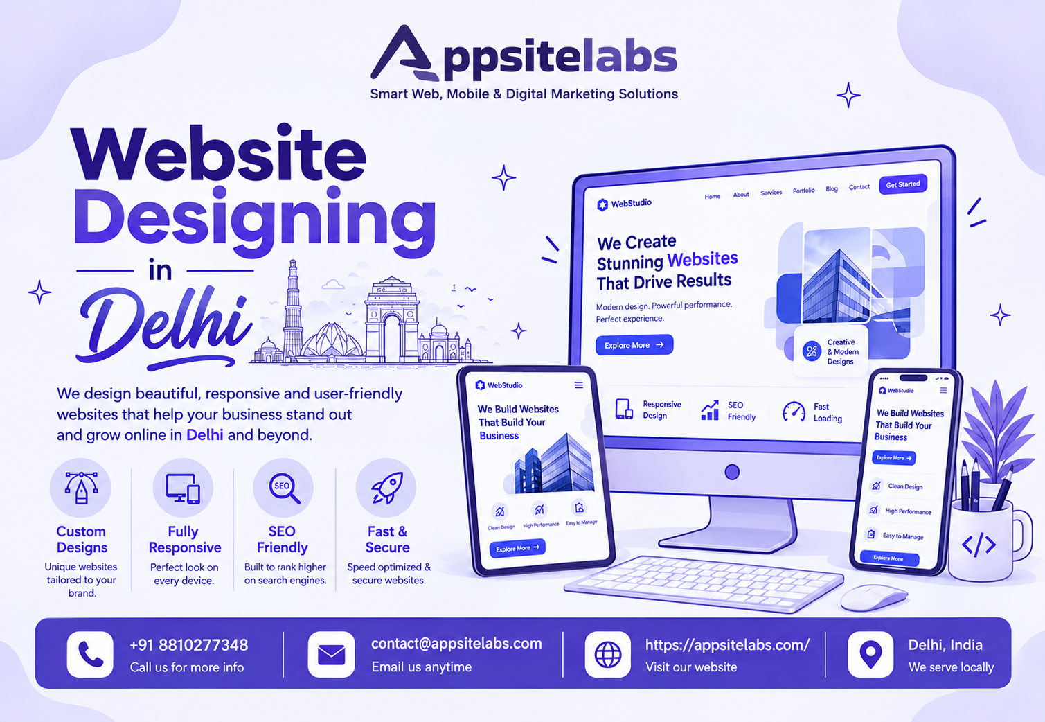  Website Design Company Delhi for Modern Business Websites | Appsite Labs