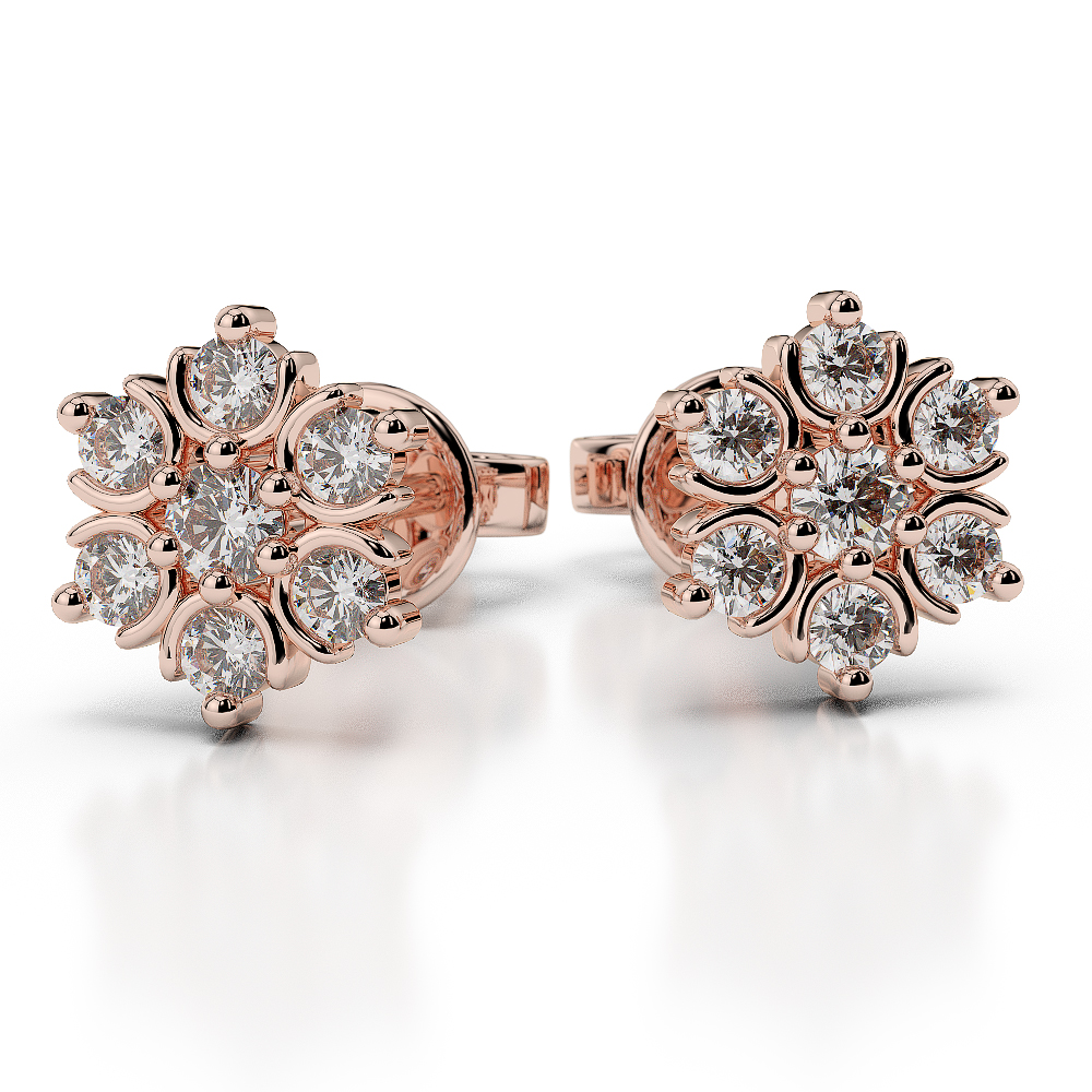  Diamond Flower Cluster Earrings