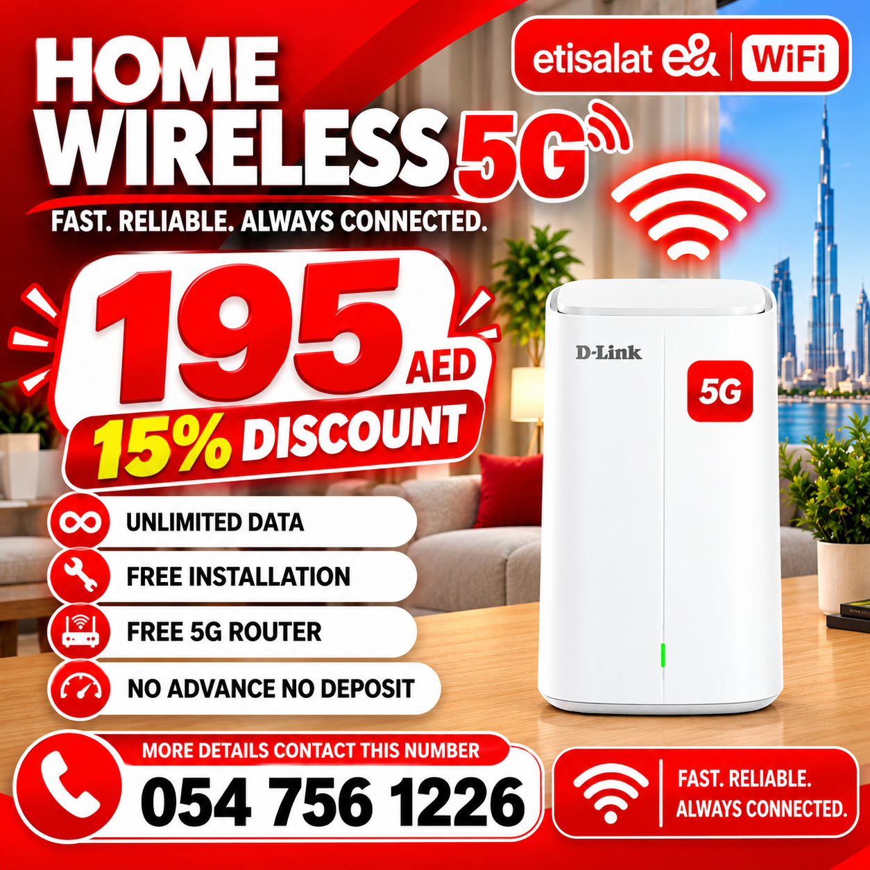  Etisalat home wifi internet 15% discount