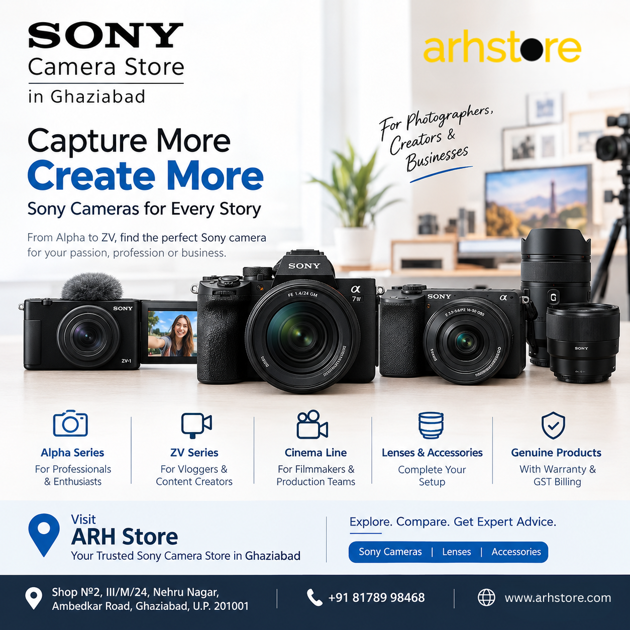  Sony Professional Camera Dealer Noida & Ghaziabad: ARH Store