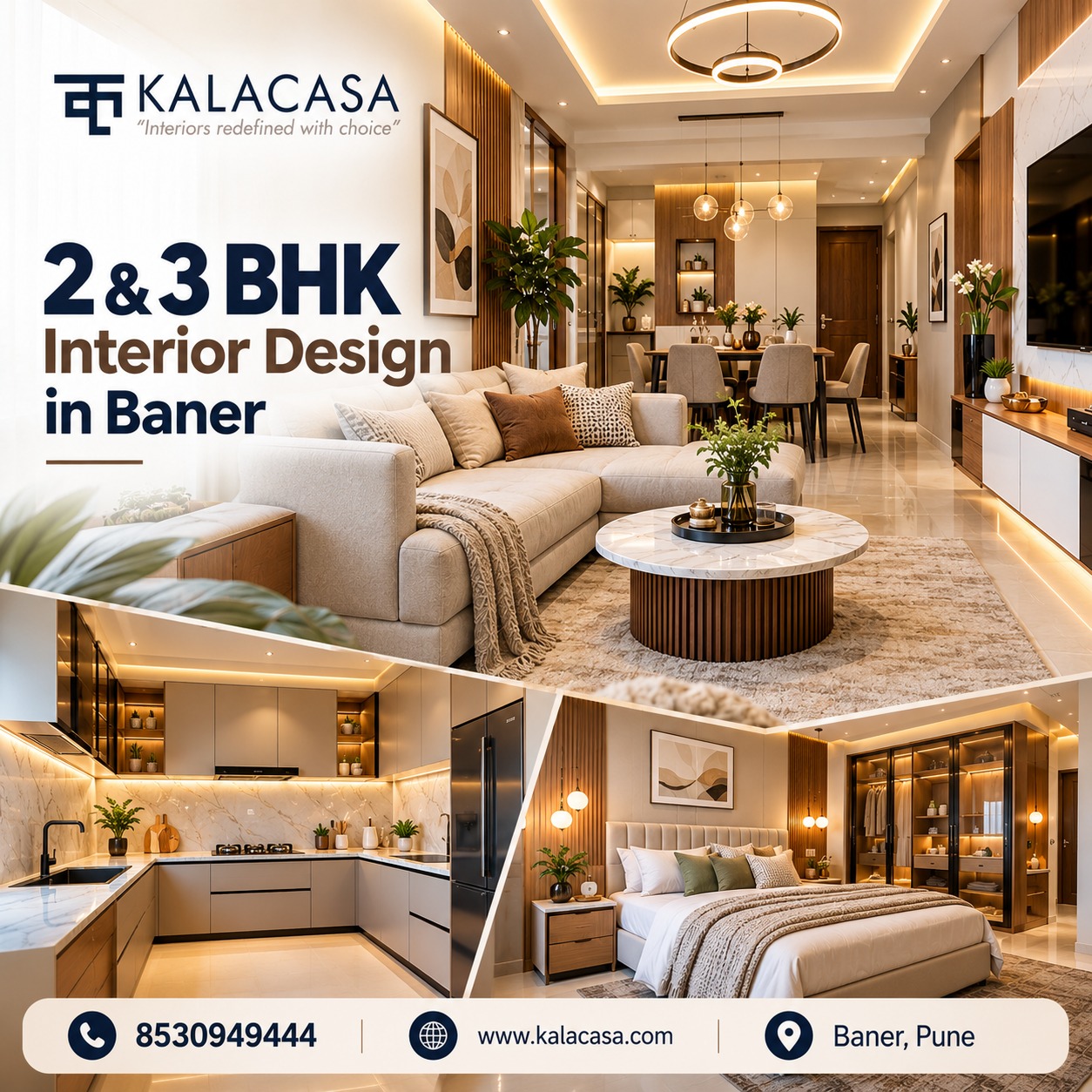  2 Bhk Interior Designing Service in Baner | 3 BHK Interior Design Packages in Baner- kalacasa studio