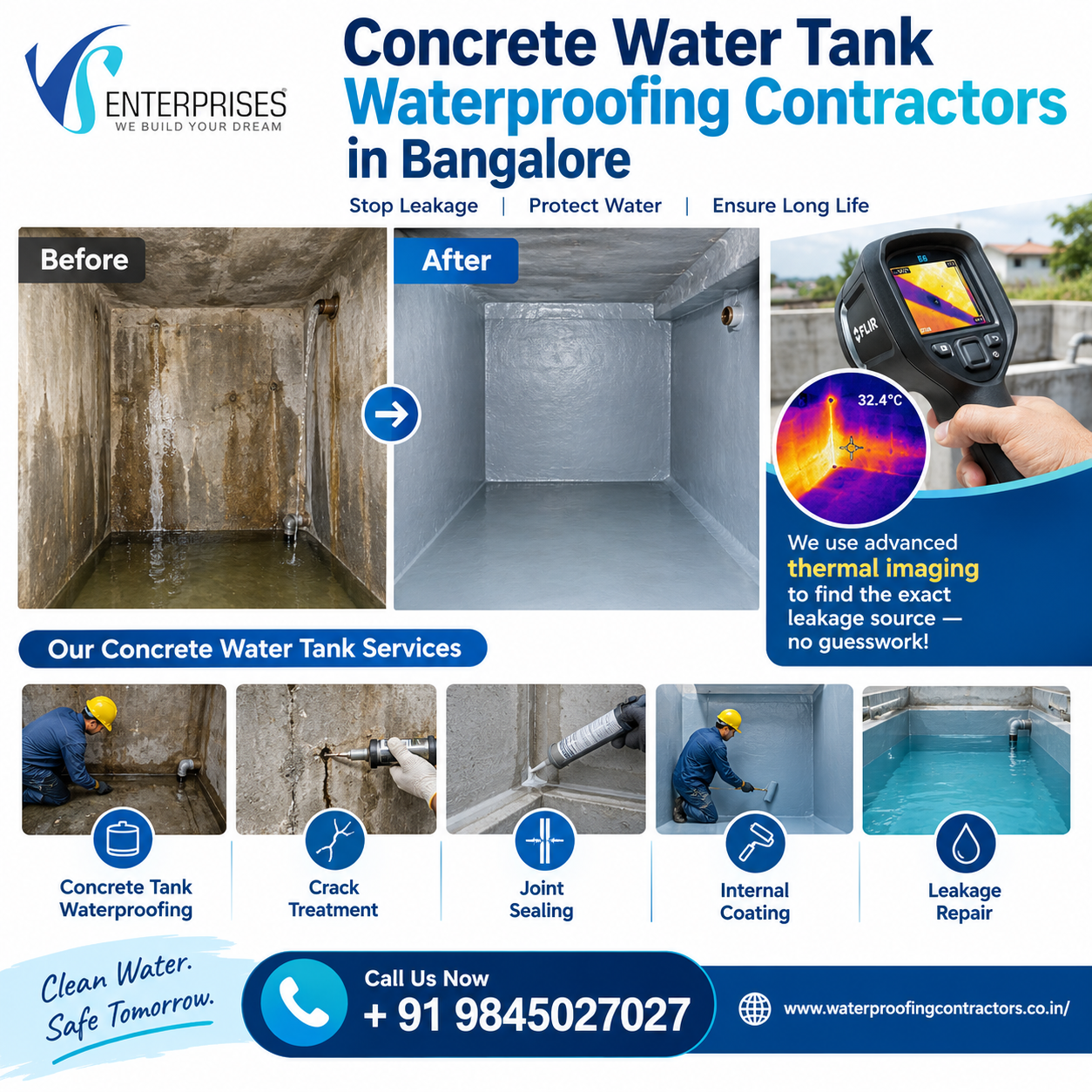  Concrete water tank waterproofing services in Bangalore