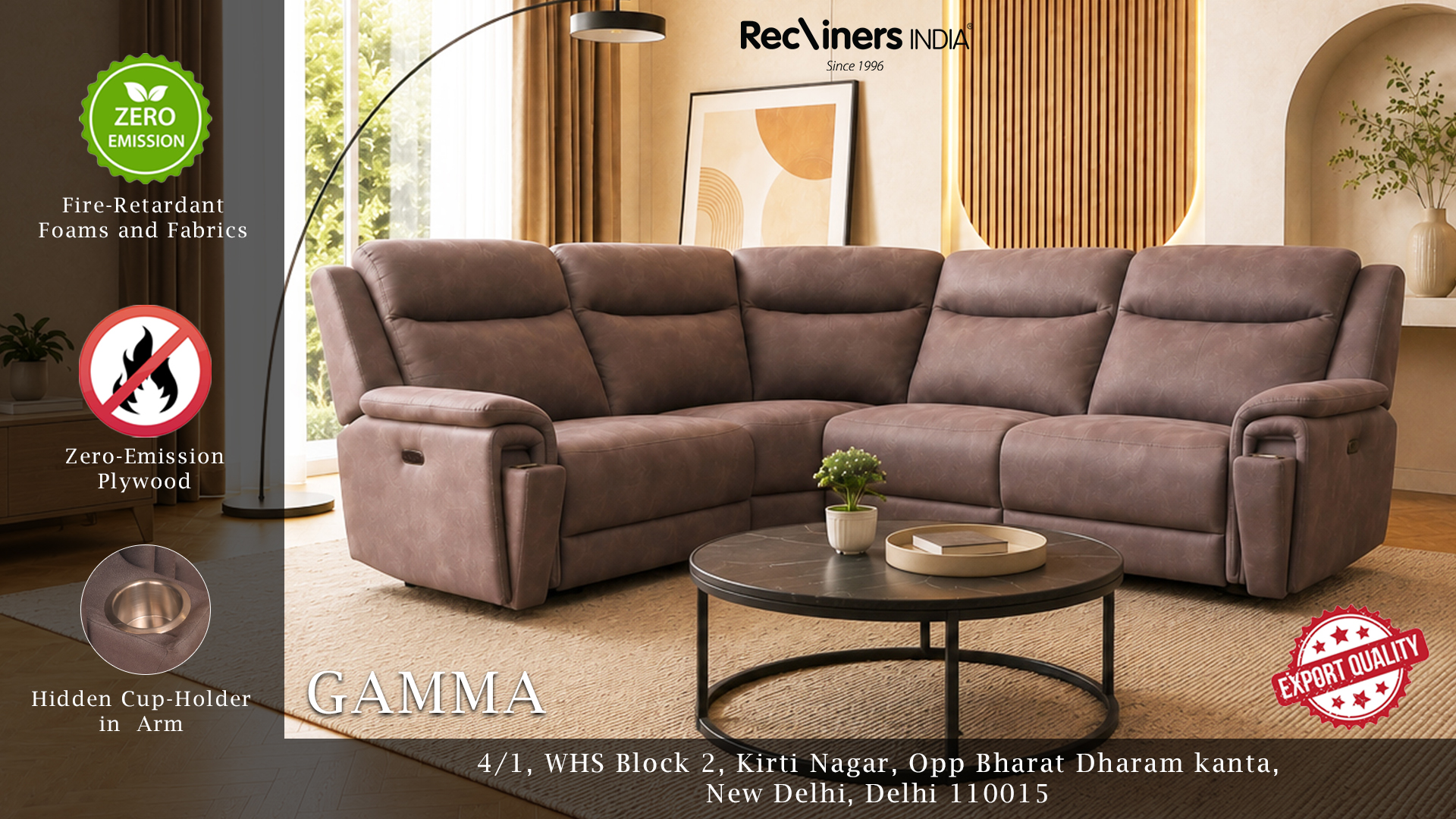 Festive Sale – New Design Fire Retardant Gamma Living Room Recliners | Recliners India Kirti Nagar Delhi
