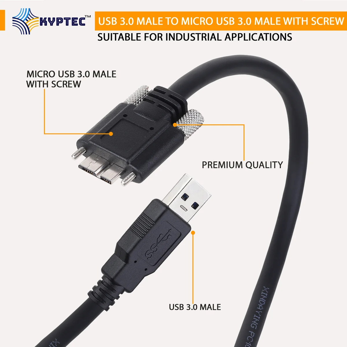  Machine Vision USB 3.0 A Male to Micro USB 3.0 Male Locking Screw Camera Cable – Kyptec Automation®