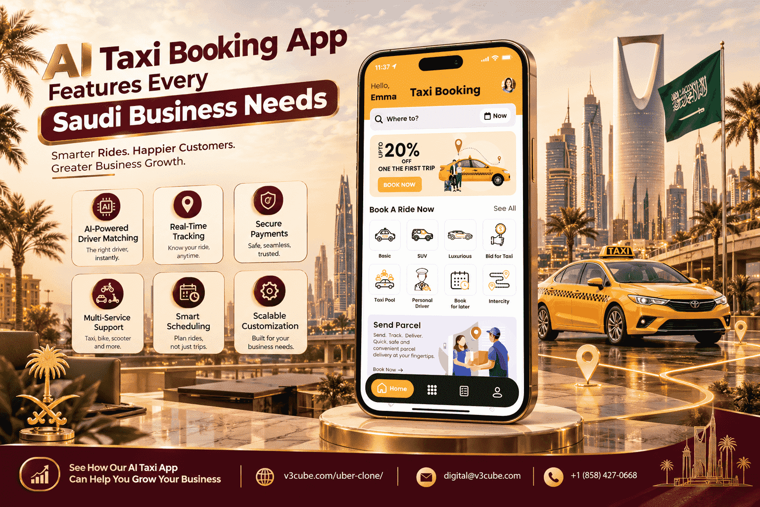  AI Taxi Booking App Features Every Saudi Business Needs