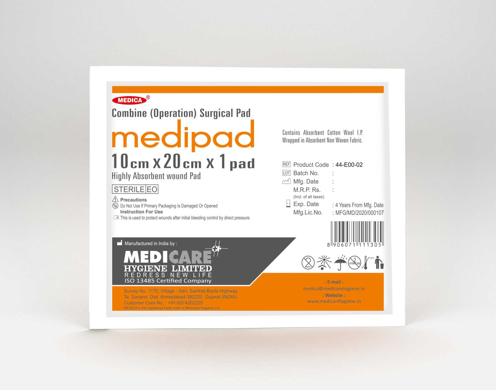  Medipad – Sterile Absorbent Dressing Pad for Export | ISO 13485 – Medicare Hygiene Limited