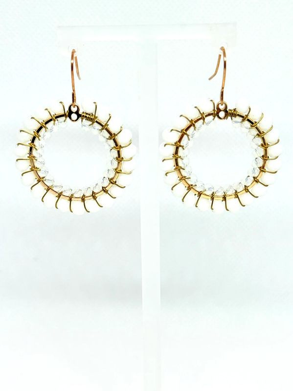  Beaded Dangle Earrings | Crystal Circle Design
