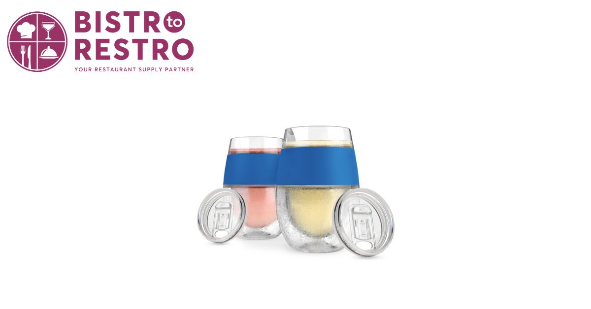  HOST Wine FREEZE Cooling Cups Blue – Set of 2 with Lids